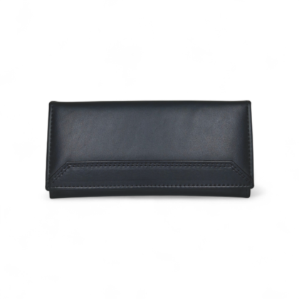 Midnight Black Leather Clutch Wallet